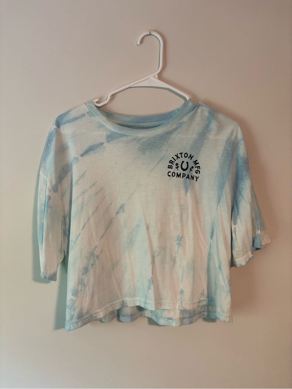 Brixton Light Blue and White Tie-Dye Crop Top
